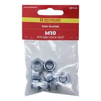 M10 Nylon Mild Steel Lock NUT - Pack of 8