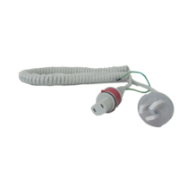Linak Curly/Coiled Mains Power Lead - 2 Prong IEC Plug With External Earth Wire - White - Suit MC700
