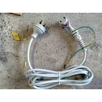 Timotion Mains Cable - Straight - Right Angle Plug At Control Box - External Earth Wire - White - 3 Metre
