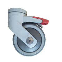 Tente 100mm Castor - Brake - Red Pedal - Grey