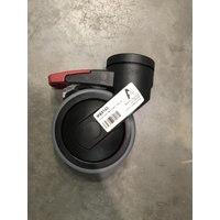 Tente Levina 100mm Castor - Brake - Red Pedal - Bolt Hole - Black