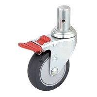 See Attributes for replacement - 125mm Total Brake Castor (Red Tab) Solid Pintle 28mm Diameter x 45mm Length - M8 Hole At 19mm