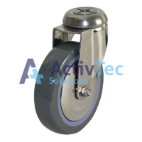 Richmond 125mm Stainless Steel Swivel Castor - Poly Nylon Wheel - 12mm Bolt Hole