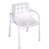 Staebel Shower Chair - Aluminium Frame - White Plastic Seat - 44cm