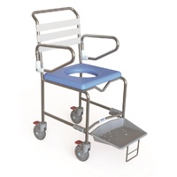 K Care KA112 Shower Commode - Attendant Propelled - Slide Out Footplate - 445mm Wide - Seat Is Not Included