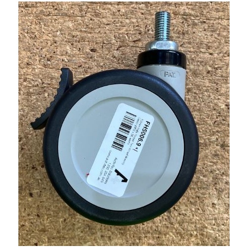 KYC 100mm Twin Wheel Castor - Brake - M12 x 25mm Long Threaded Stem - Each