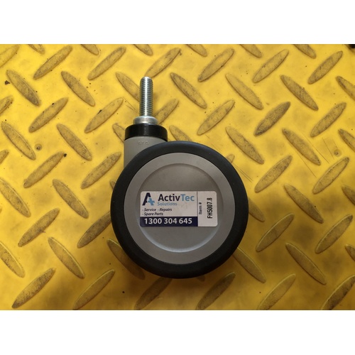 KYC 100mm Twin Wheel Castor - Brake - M12 x 38mm Long Threaded Stem - Each