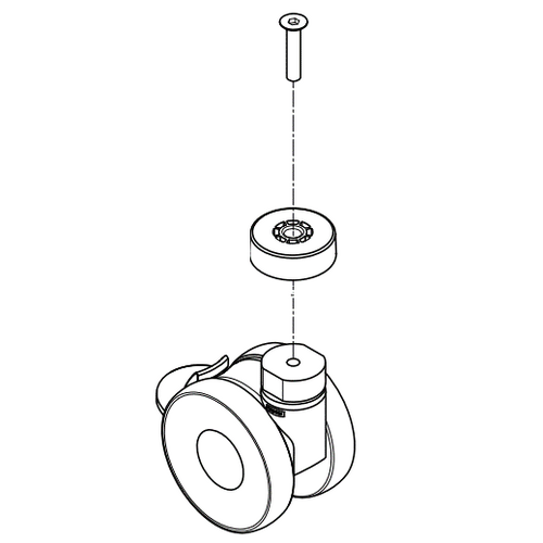 Invacare Evo Compact / Isa Hoist - 75mm Brake Castor - Fixings Included - Each