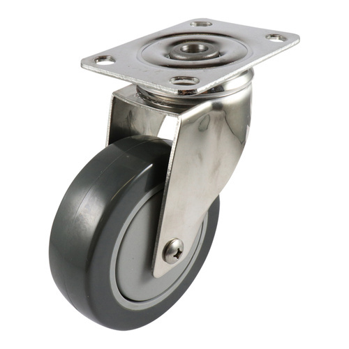 Urethane Wheel G7, 100mm Stainless Steel Swivel Plate CASTOR - Grey