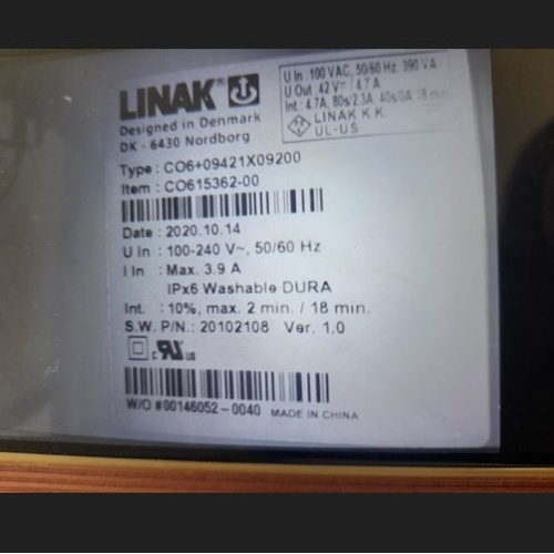 Eurocare BD2630 / BD6810 Duo Bed - Linak CO615362-00 CONTROL BOX - Software 20102108 Ver 1.0