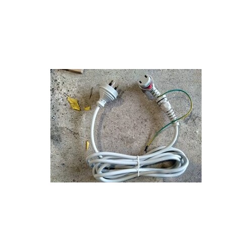 Timotion Mains Cable - Straight - Right Angle Plug At Control Box - External Earth Wire - White - 3 Metre