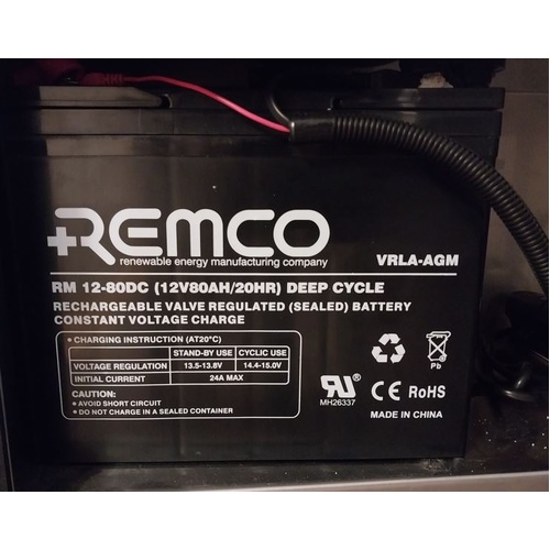 Remco, RM 12-800DC 12V 80Ah Rechargeable BATTERY