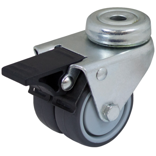 Twin 50mm Castor - Brake - 10mm Bolt Hole