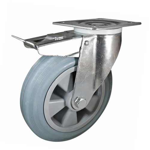 200mm Brake + Swivel Plate Mount 200kg Castor