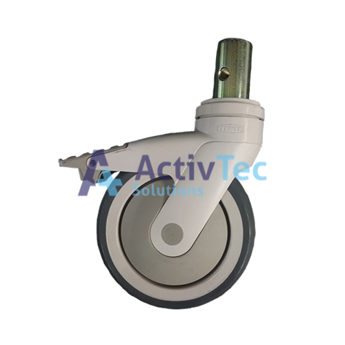 Tente 125mm Brake CASTOR With 28mm Pintle - Grey - Suits Hendicare 600 And Other Beds