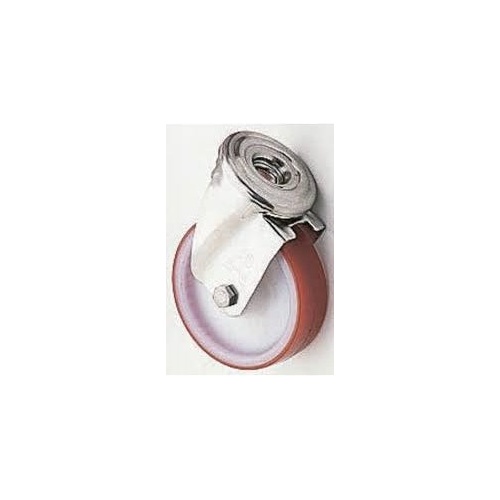 LAG Stainless Steel Swivel Castor - 80mm x 25mm PU Wheel - 100kg Capacity - M12 Bolt Hole