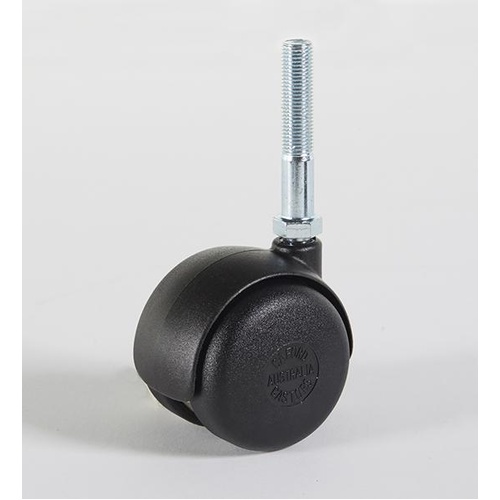 50mm Twin Wheel Hooded Swivel Castor, 3/8x50mm long thread Each