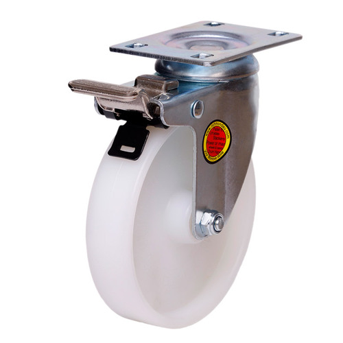 125mm Plate Castor, Brake (70mm x 95mm plate)