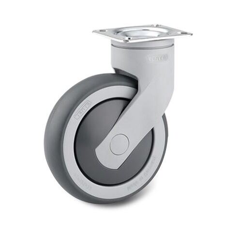Tente 125mm Swivel Castor - Plate Mount 77mm x 67mm