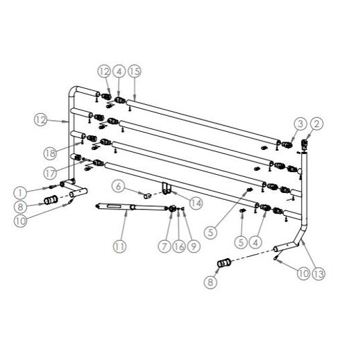 Howard Wright M9 Trauma Stretcher - Horizontal SIDERAIL COMPLETE - R/H - With Dark Grey Buffer Rail