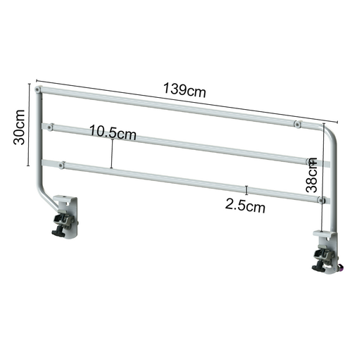 Monterey Bed - Clamp On 3/4 Length Siderails - Horizontal Tubular Rails - Pair
