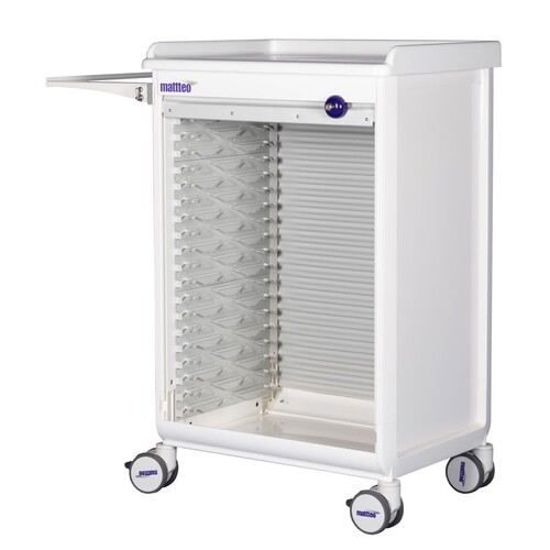 Mattteo, 90 x 70 x 50cm Modular Multi Function, MEDICATION CART - Roller Door, Included 4 Baskets