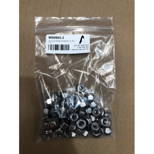 Medicraft FE5000 / MC200 / MC700 - Siderail Red Rail Pin 1/4" UNC Nyloc NUT ONLY - Each