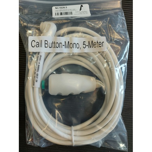 Nurse Call Barrell Grip Pendant, Green Button, Mono 6.35mm Jack Plug Fitting, 5 Metre Cord