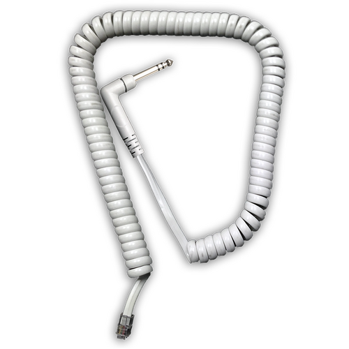 4161 CURLY CORD LEAD RJ12 PLUG TO RIGHT ANGLE 6.35 MM STEREO PLUG 300 MM (T & R)