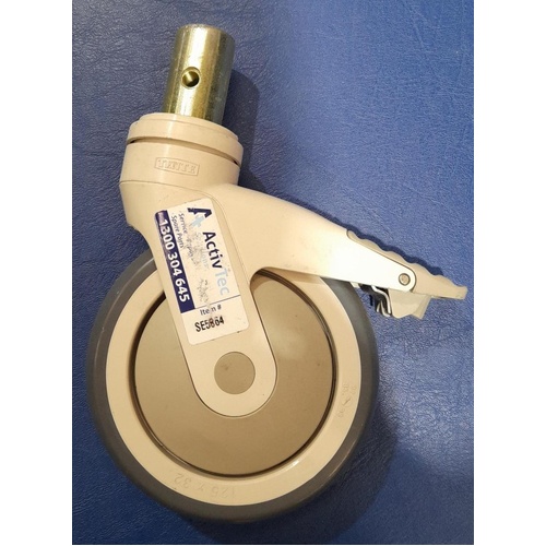 Tente Levina 125mm Brake Castor With Solid Pintle - 28mm x 45mm