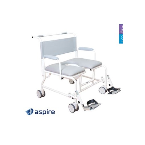 Aspire Barriatric SHOWER COMMODE 790mm - Swing Away Legrests - SWL 350kg - Includes Seat