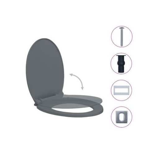 Soft Close with Quick Release, TOILET SEAT - Grey Oval