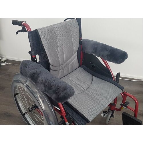 Black Sheepskin Armrest Covers for wheelchair - Universal size - pair