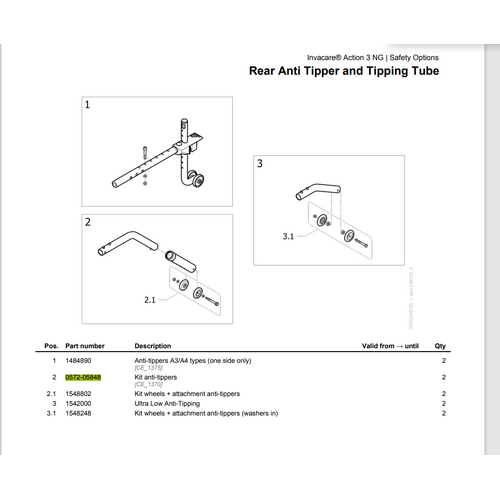Invacare Action 3 Anti Tippers Kit